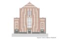 Visualisierung der Frontalansicht auf die Caritaskirche in Mönchengladbach.