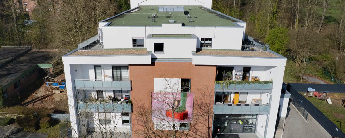 Luftaufnahme der Tagespflege in Mönchengladbach-Rheydt. Projektsteuerung von TEAM Baumanagement.