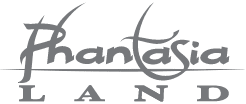 Phantasialand-Logo in grauer Schrift, Freizeitpark in Deutschland, bekannt für spannende Attraktionen und Shows.