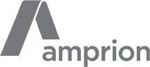 Logo von Amprion, einem europäischen Stromnetzbetreiber, in grau.