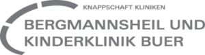 Logo der Knappschaft Kliniken Bergmannsheil und Kinderklinik Buer in grauer Schrift auf transparentem Hintergrund.
