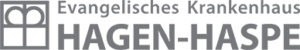 Logo des Evangelischen Krankenhauses Hagen-Haspe mit Symbol und Schriftzug in grau.